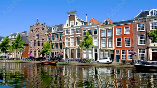 Waterfront houses in Leiden, Netherlands. photo