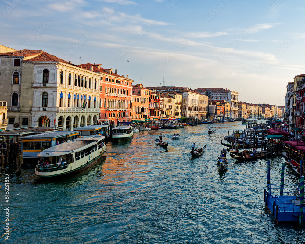 Grand Canal, Venice with View of the river and city historical architecture. with gondolas in Venice, Italy. in winter time. Grand Canal, Venice with View of the river and city historical architecture. with gondolas in Venice, Italy. in winter time.