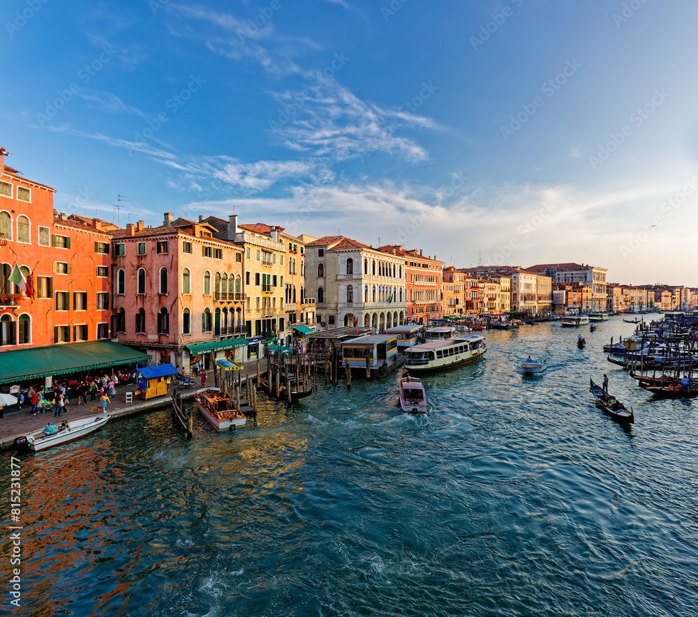 Grand Canal, Venice with View of the river and city historical architecture. with gondolas in Venice, Italy. in winter time. Grand Canal, Venice with View of the river and city historical architecture. with gondolas in Venice, Italy. in winter time.