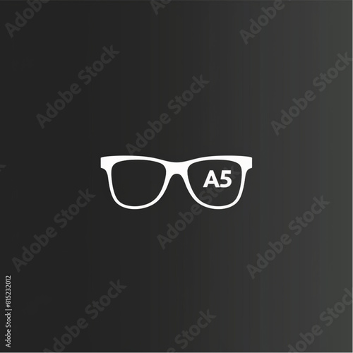 logo, minimalistic design of glasses, simple shapes, white on black background, no shadow under the logo, vector art