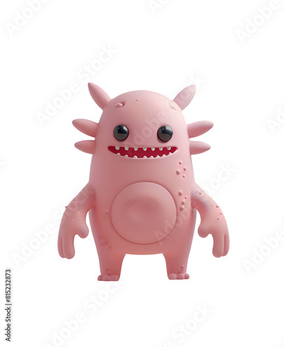 Chibi Animal Illustration  3D Render of a Cute Pink Monster Cartoon Character  Isolated on Transparent Background  PNG
