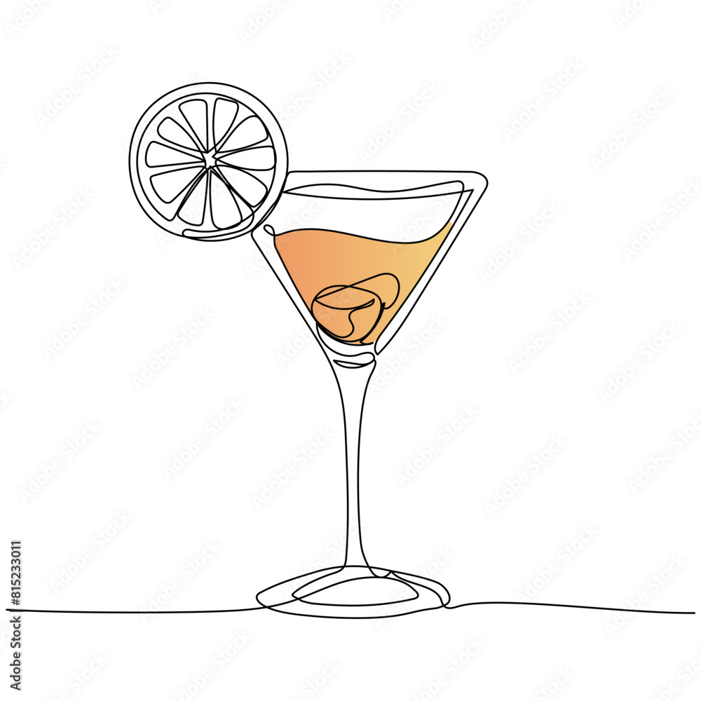 Continuous one line drawing of cocktail. Concept of beverage cafe menu. Modern style vector illustration Continuous one line drawing of cocktail. Concept of beverage cafe menu. Modern style vector illustration