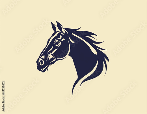 logo design  minimalistic silhouette of horse head  simple shapes  flat color background  no shadows or gradients  vector illustration