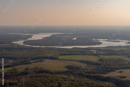 Aerial photograph of the bend in the James River in eastern virginia 