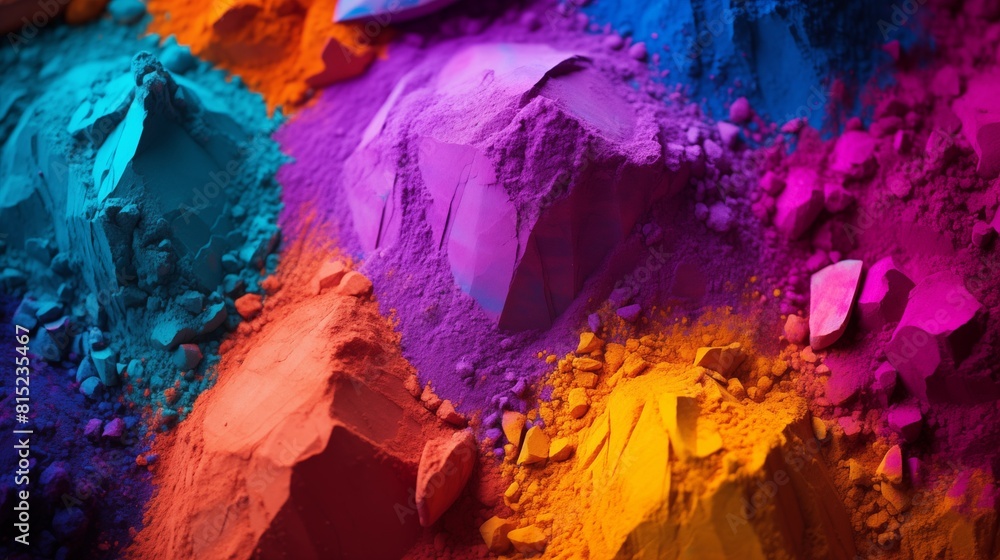 Vibrant powdered pigments in a spectrum of colors