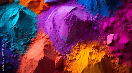 Vibrant powdered pigments in a spectrum of colors
