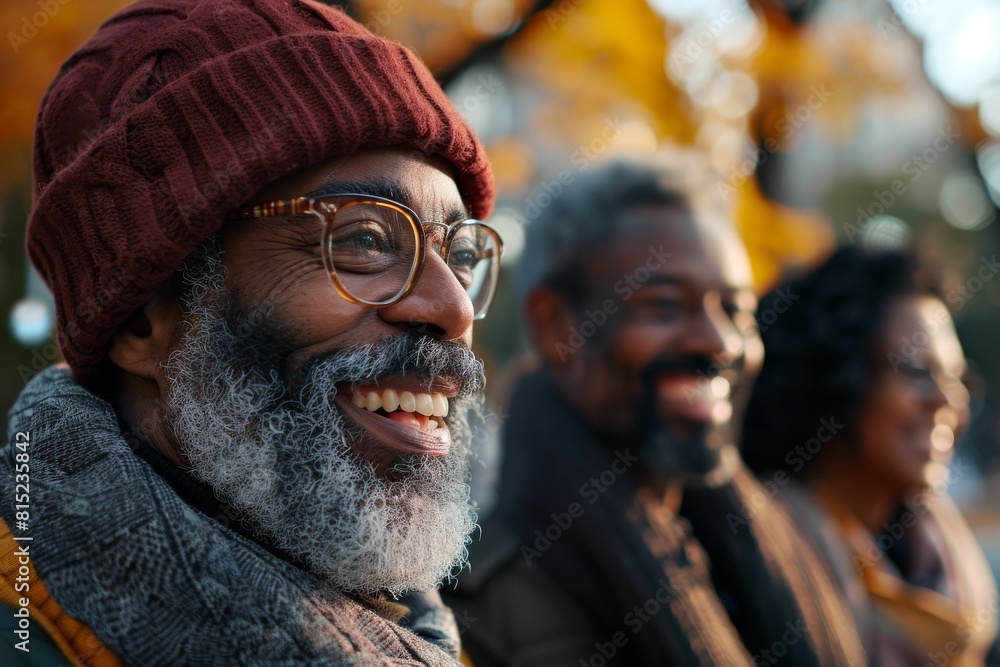 Portrait of a happy Indian man with a beard and mustache wearing a hat and glasses in the autumn park. Portrait of a happy Indian man with a beard and mustache wearing a hat and glasses in the autumn park.