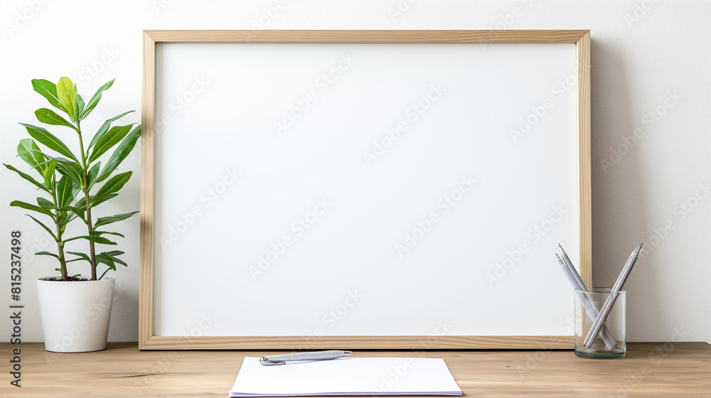 Simple desk design with a whiteboard and pen, with a large white space for writing