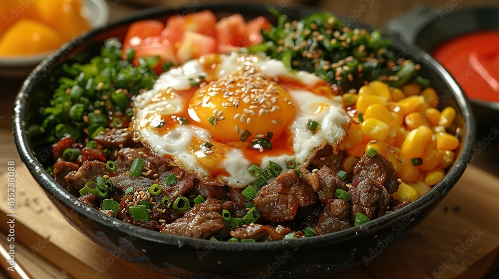 Bibimbap Bliss: Where Egg, Beef, and Veggies Dance in Harmony Bibimbap Bliss: Where Egg, Beef, and Veggies Dance in Harmony