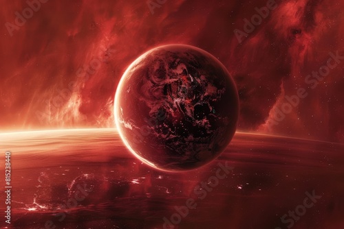 Red hot planet seen from sp...