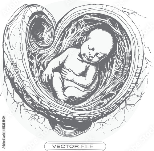Origin of Life: Artistic Representation of a Fetus in the Womb