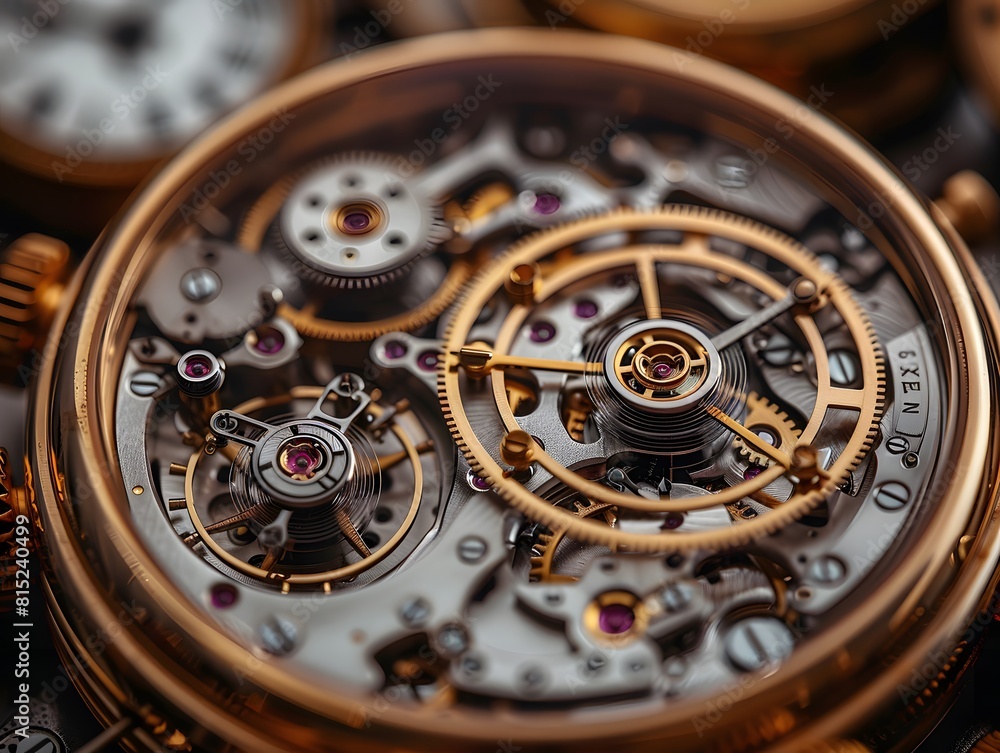 Detailed close-up of mechanical watch internals Detailed close-up of mechanical watch internals
