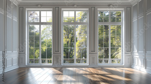 Spacious Room With White Walls and Large Windows