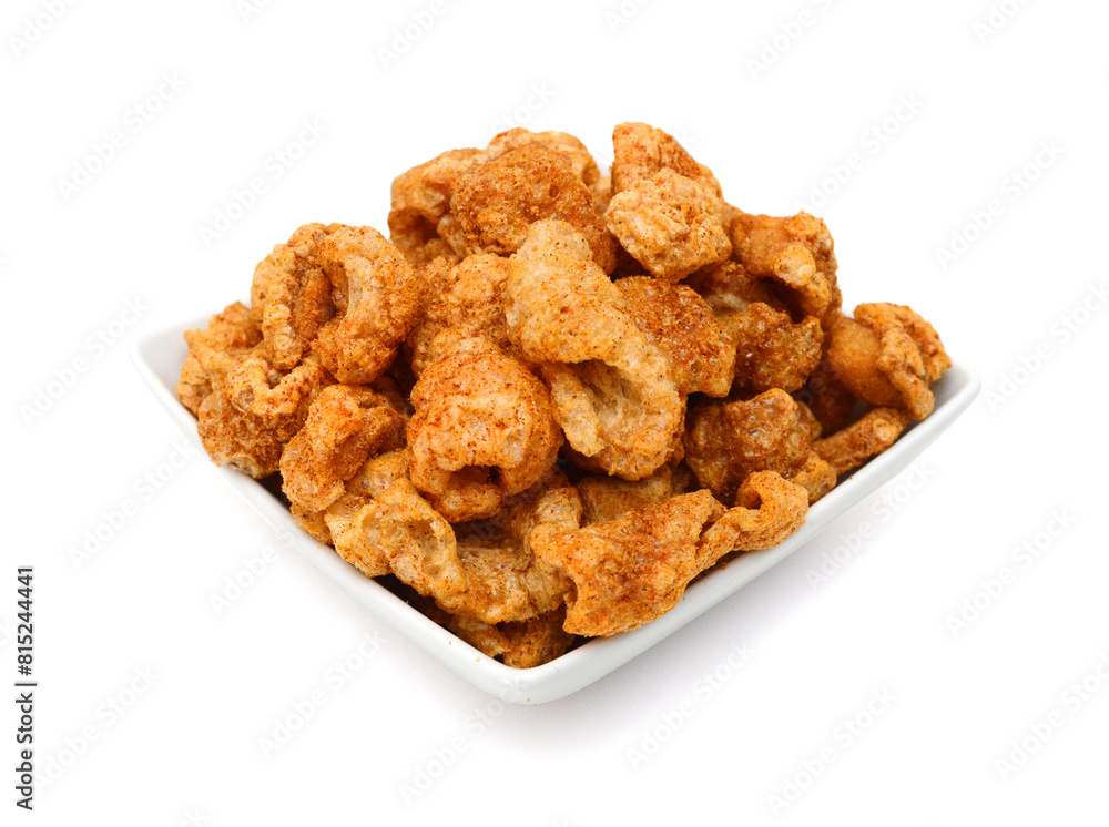 Pork rinds on isolated white background Pork rinds on isolated white background