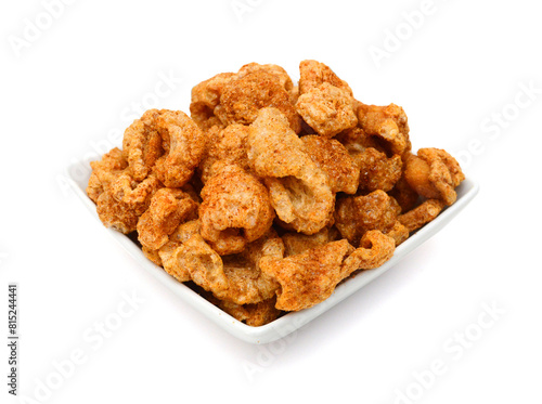Pork rinds on isolated white background