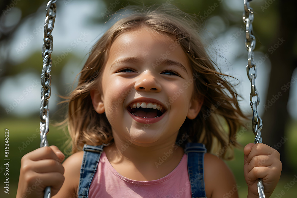 A close-up of a camera lens capturing a little girl laughing on a swing, Highly details,8k Ultra HD, Hyper Resolution A close-up of a camera lens capturing a little girl laughing on a swing, Highly details,8k Ultra HD, Hyper Resolution