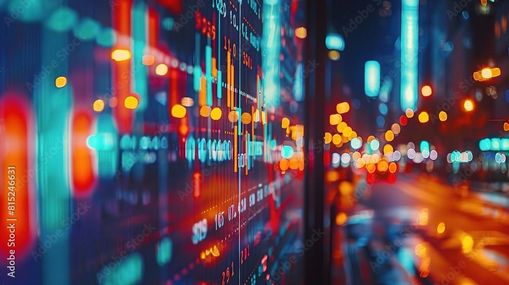 Obraz premium Digital Stock Market Display Showing Graphs and Charts
