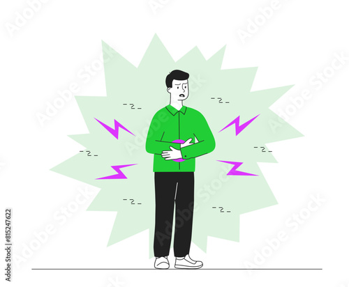 Man with abdominal pain vector simple
