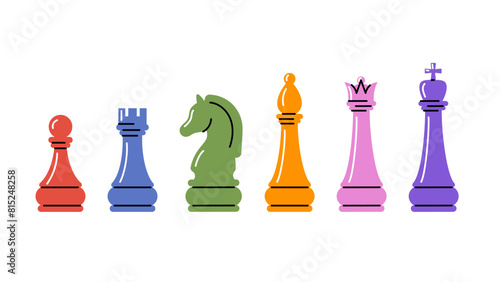 Colorful chess pieces vector set