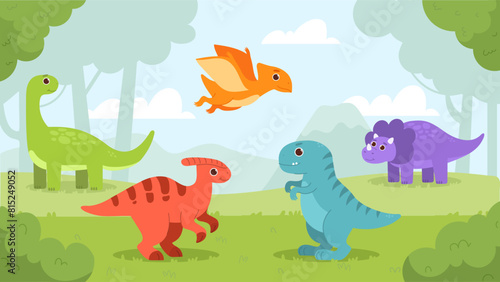 Dinosaurs world vector concept