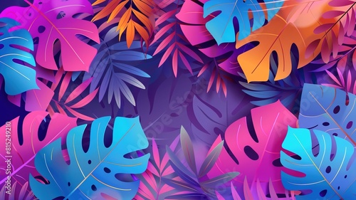 colorful Tropical Leaves Background