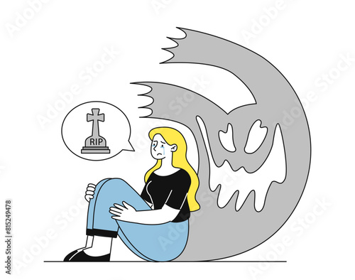 Woman with fear vector simple