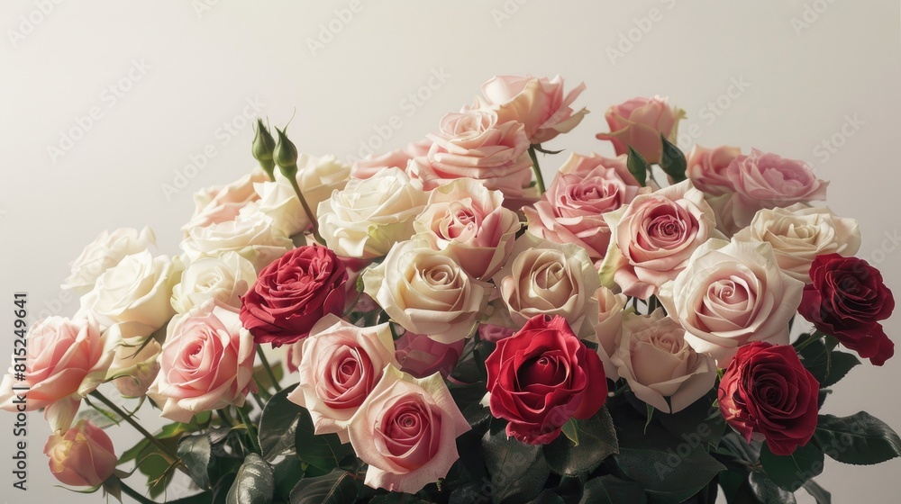 A large bouquet of roses against a white background A large bouquet of roses against a white background