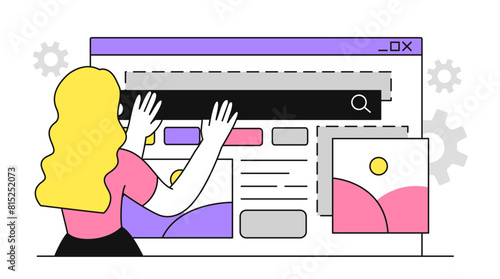 Ux ui design woman vector simple