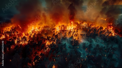Forest natural disasters deep forest fire made with Ai generative technology