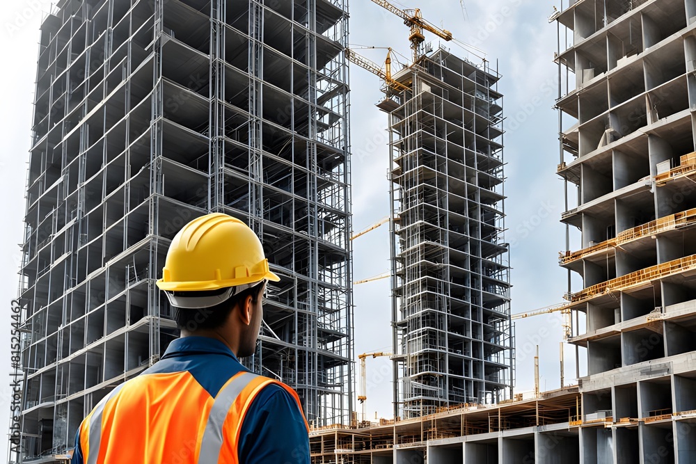 Building construction engineering. Works by building engineers, architects, or construction workers, ai, generative