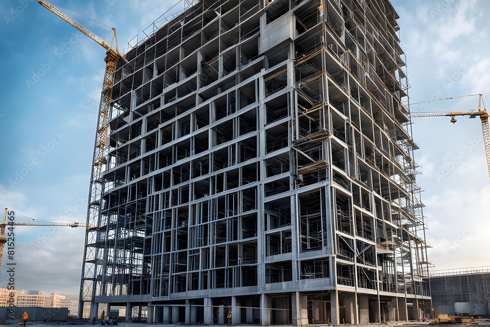 Building construction engineering. Works by building engineers, architects, or construction workers, ai, generative Building construction engineering. Works by building engineers, architects, or construction workers, ai, generative