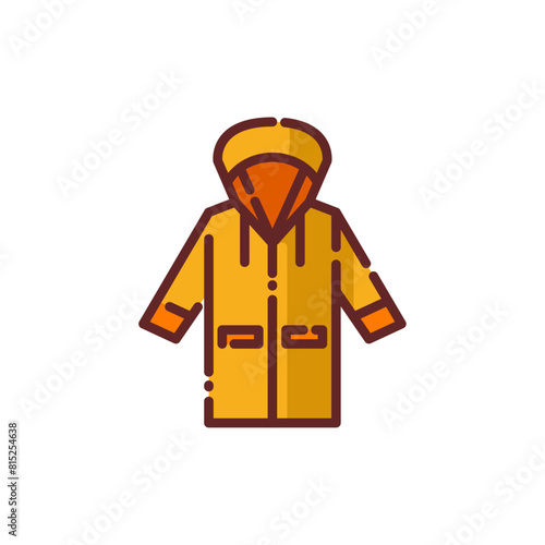 Rain Coat Lineal Icon - Autumn Season Icon Vector Illustration Design