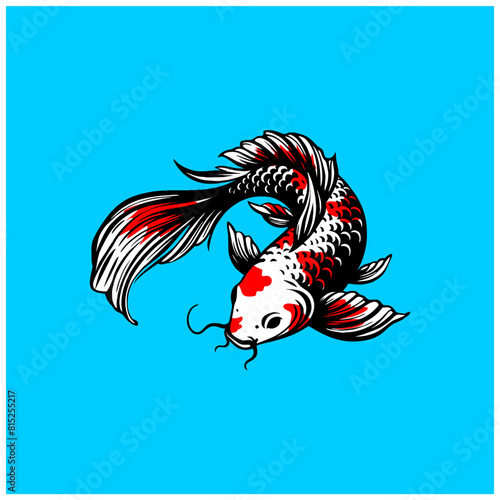 japan koi fish swim drawing vector art