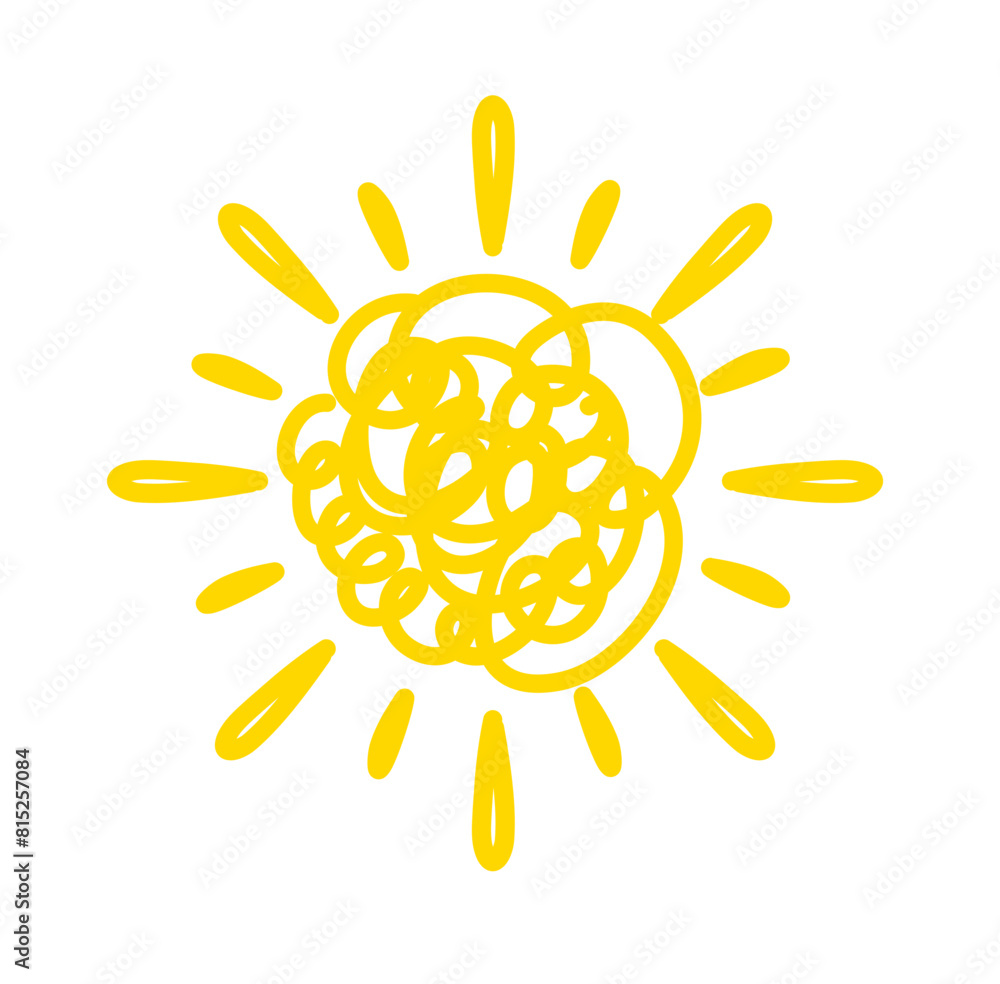 Yellow Doodle Sun Hand drawn Vector Yellow Doodle Sun Hand drawn Vector
