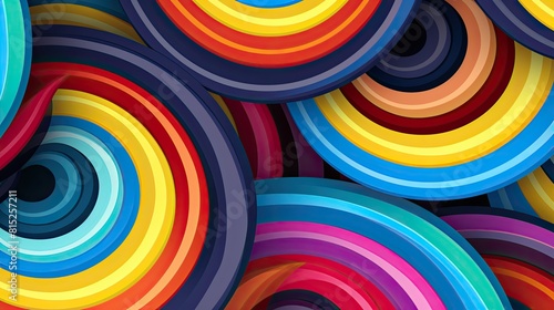 Abstract wavy background with concentric rings of varying sizes and colors photo