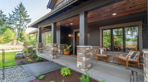 Covered porch and front door of beautiful new home