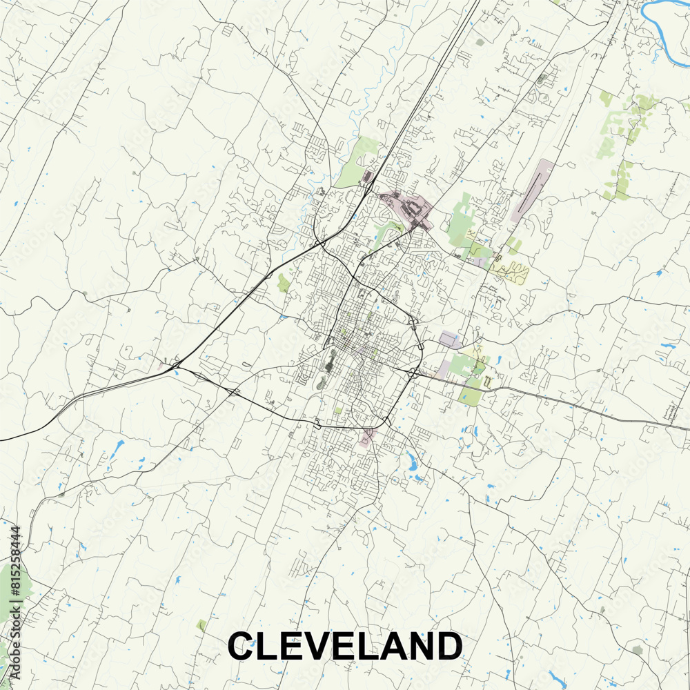 Cleveland, Tennessee, USA map poster art Cleveland, Tennessee, USA map poster art