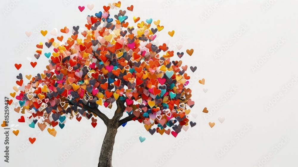 Fototapeta premium A whimsical background featuring a willow tree with branches and leaves forming a delicate heart shape