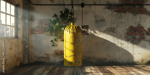 A vintage gym with punching bags AI-generate photo
