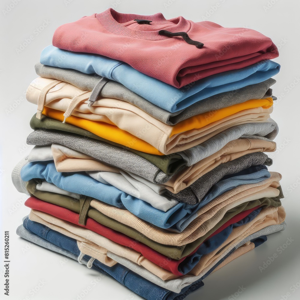 Pile stack group of folded clothes isolated on a white background Pile stack group of folded clothes isolated on a white background