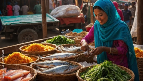 Muslim women in traditional markets photo