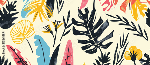 Summer tropical summer leaves and foliage background design