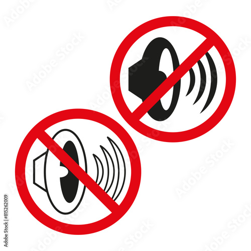 No sound allowed icons. Vector prohibited speaker signs. Silent mode symbols.