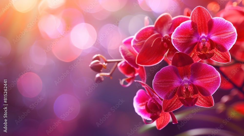 Red orchid flower on purple background Red orchid flower on purple background
