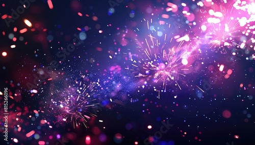 Fireworks display, colorful fireworks in the night sky, festive atmosphere, vibrant colors, high resolution, detailed textures of sparks and firecrackers,