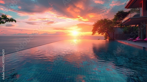 Magical Sunset Beach: Luxury Getaway Landscape in Thailand Sea and Sky Banner © hisilly