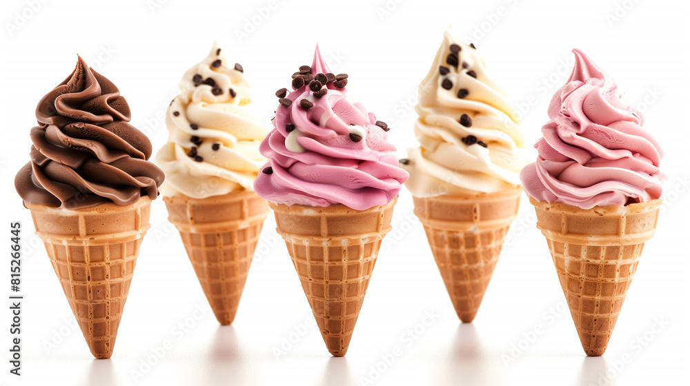 delicious ice-cream cones isolated on white background delicious ice-cream cones isolated on white background