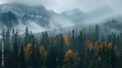 Forest With Mountains in the Background