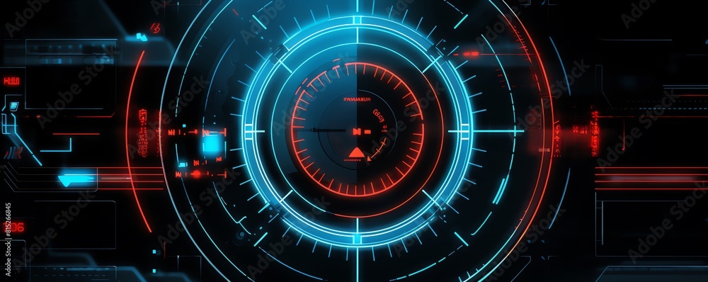 Obraz premium Holographic crosshair interface side view showcasing a simplified targeting hologram.