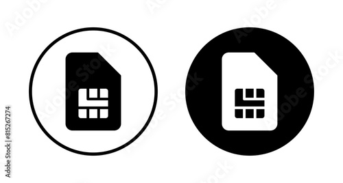 Sim card icon vector isolated on white background. Mobile slot icon. Mobile cellular phone sim card chip.